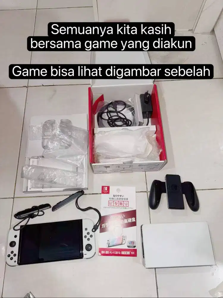 Nintendo Switch OLED Second Bekas OFW Putih White Fullset 100% Mulus