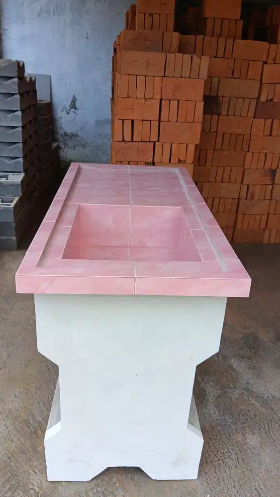 Bak Cuci Piring / Westafel Keramik Cor Semen Rangka Besi Portabel Baru