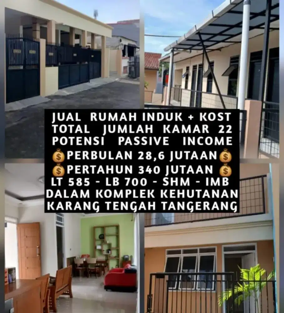 JUAL RUMAH INDUK PLUS KOST KOSAN DI KOMPLEK KEHUTANAN KOTA TANGERANG