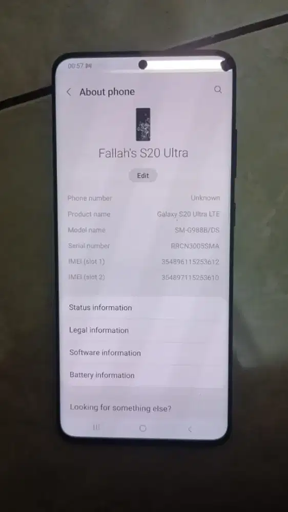 SAMSUNG S20 ULTRA SEIN 12/128 GB MINUS FUNGSI 100% NORMAL