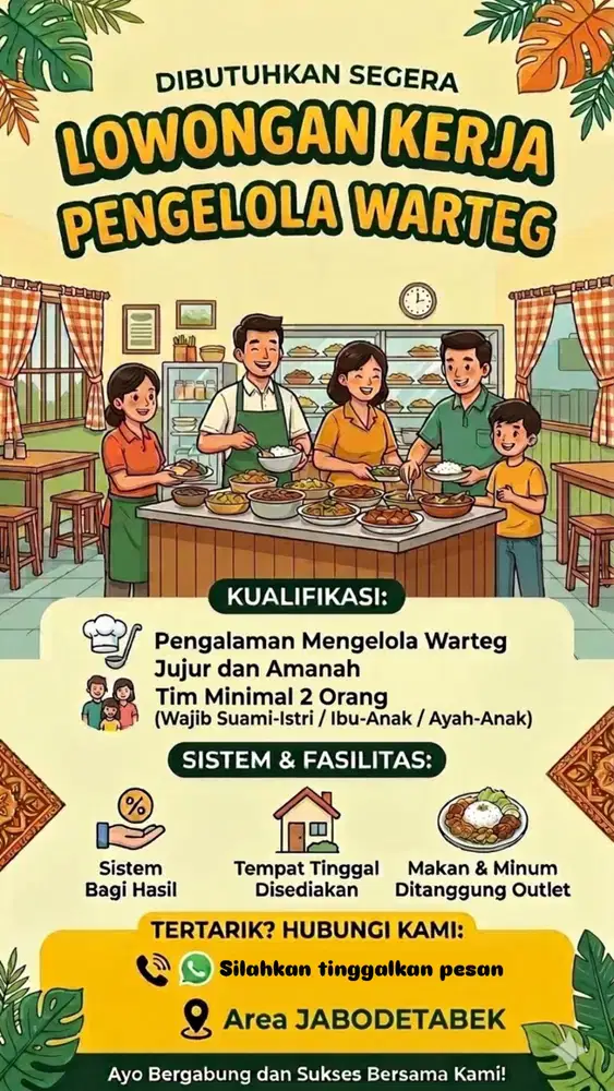 LOWONGAN KERJA PENGELOLA WARTEG