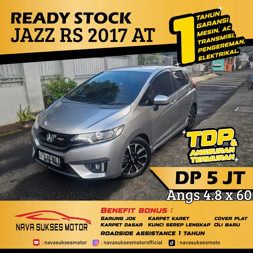 TDP 5 Jt Angs Termurah New Jazz RS 2017 Matic Silver Low Km Like New
