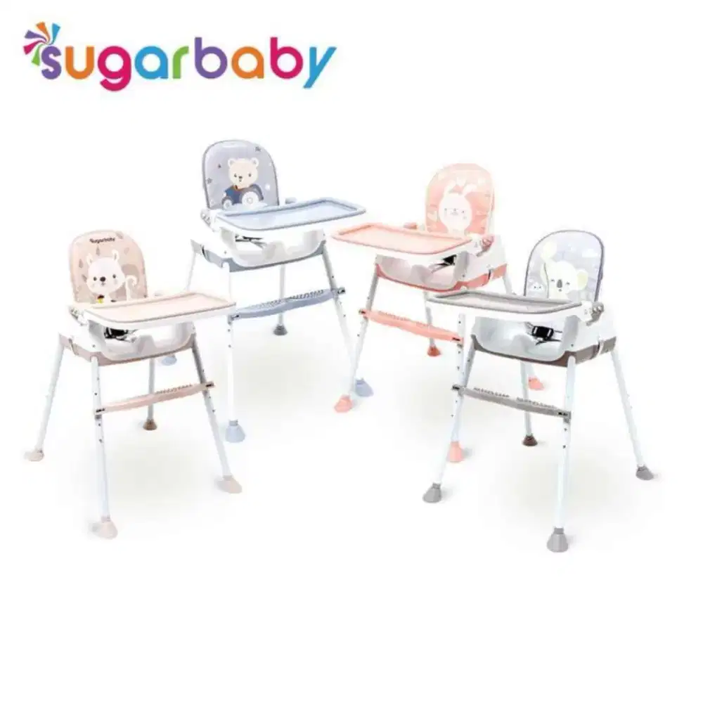 Kursi makan sugar baby funchair convertible high 6 in 1 abu abu
