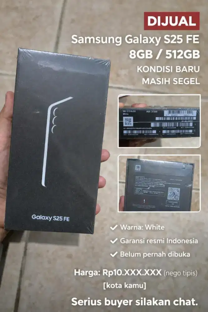 DIJUAL Samsung Galaxy S25 FE 8GB / 512GB