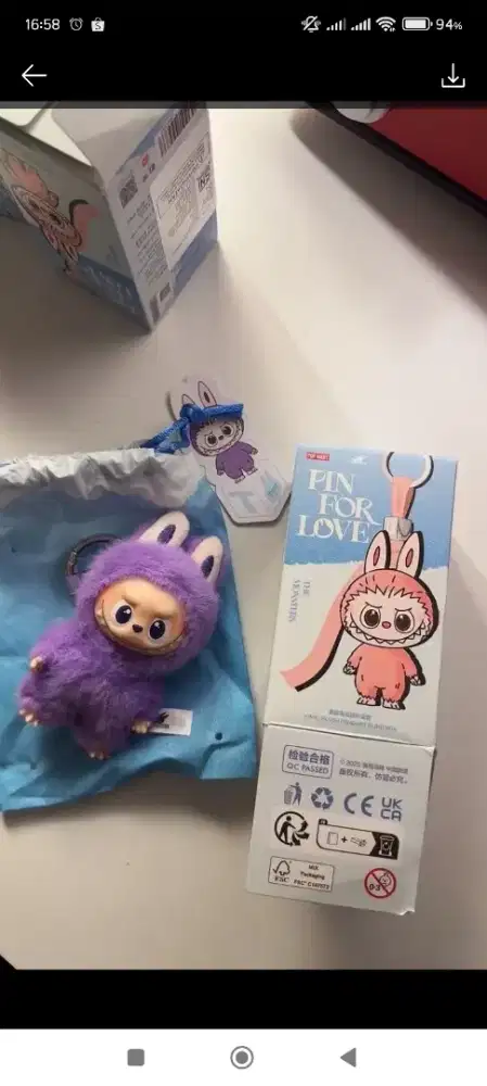 Gantungan Kunci/ Tas Labubu Pin For Love T Ungu