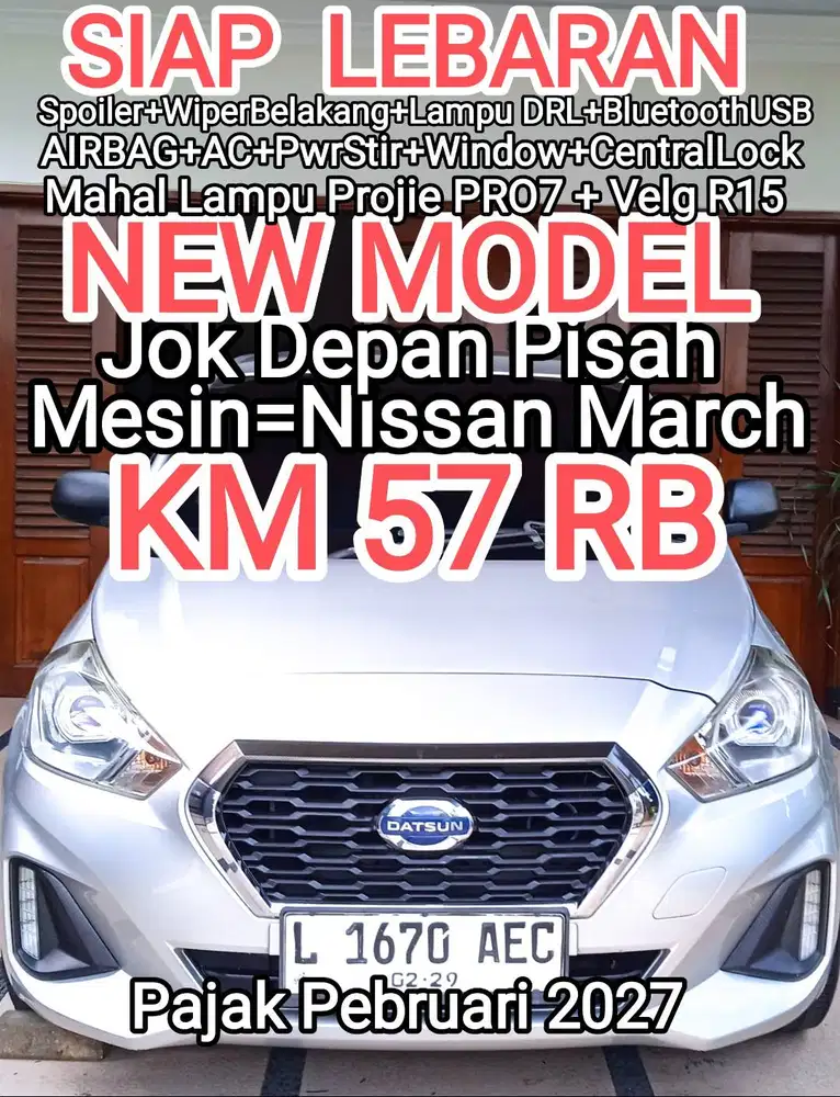 Datsun GO 2019 Mesin=Nissan March KM57RB ASLi NEWmodel Jok Depan Pisah