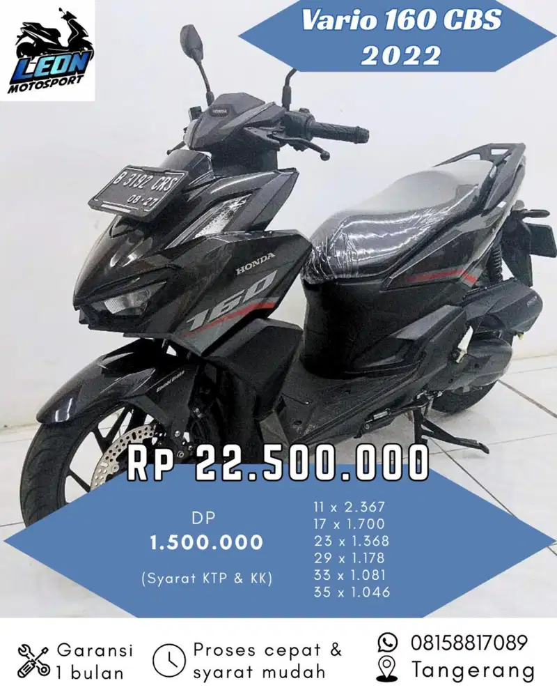 Vario 160 keyless 2022, jual beli motor seken