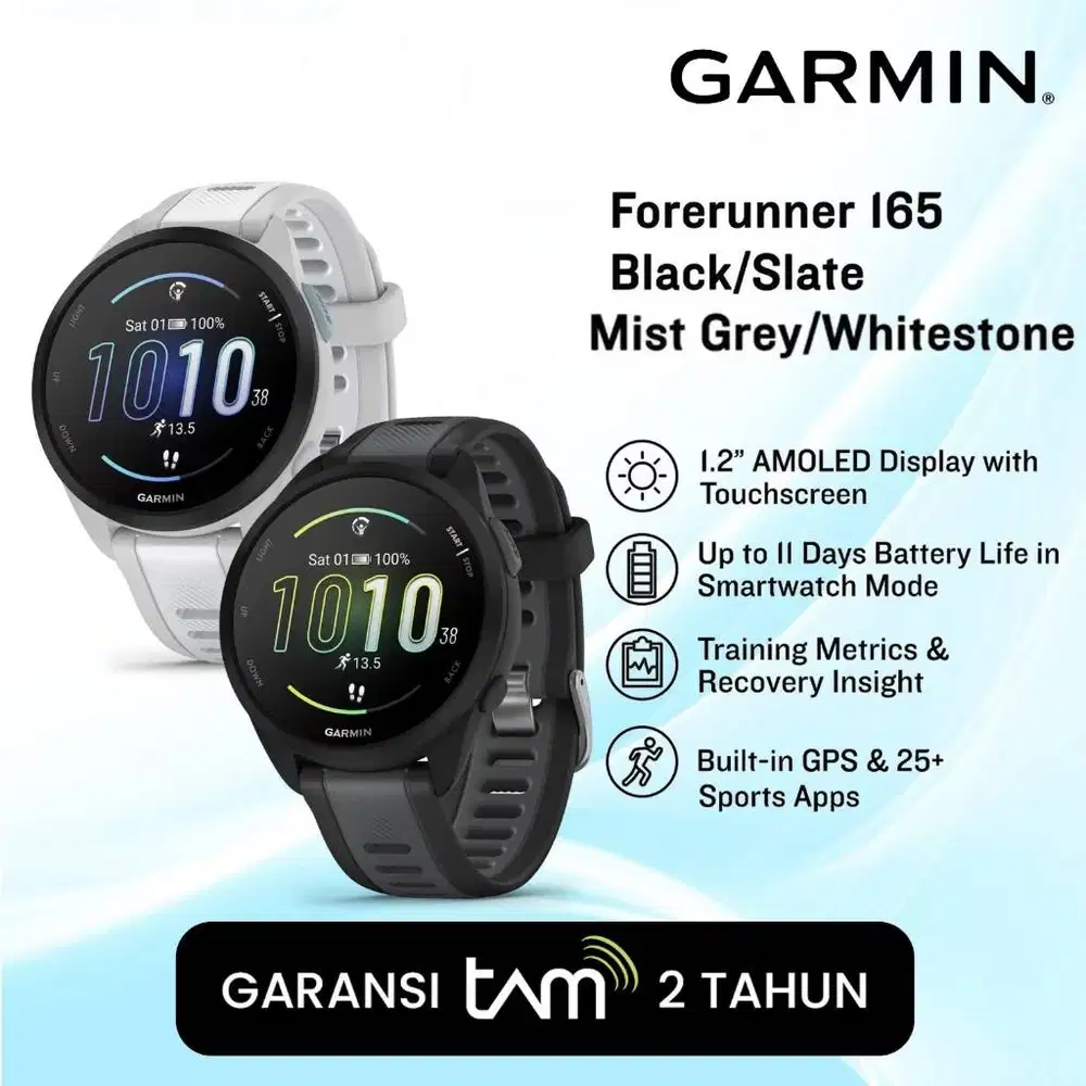 Garmin Forerunner 165 | FR 165 Garansi TAM 2 Tahun