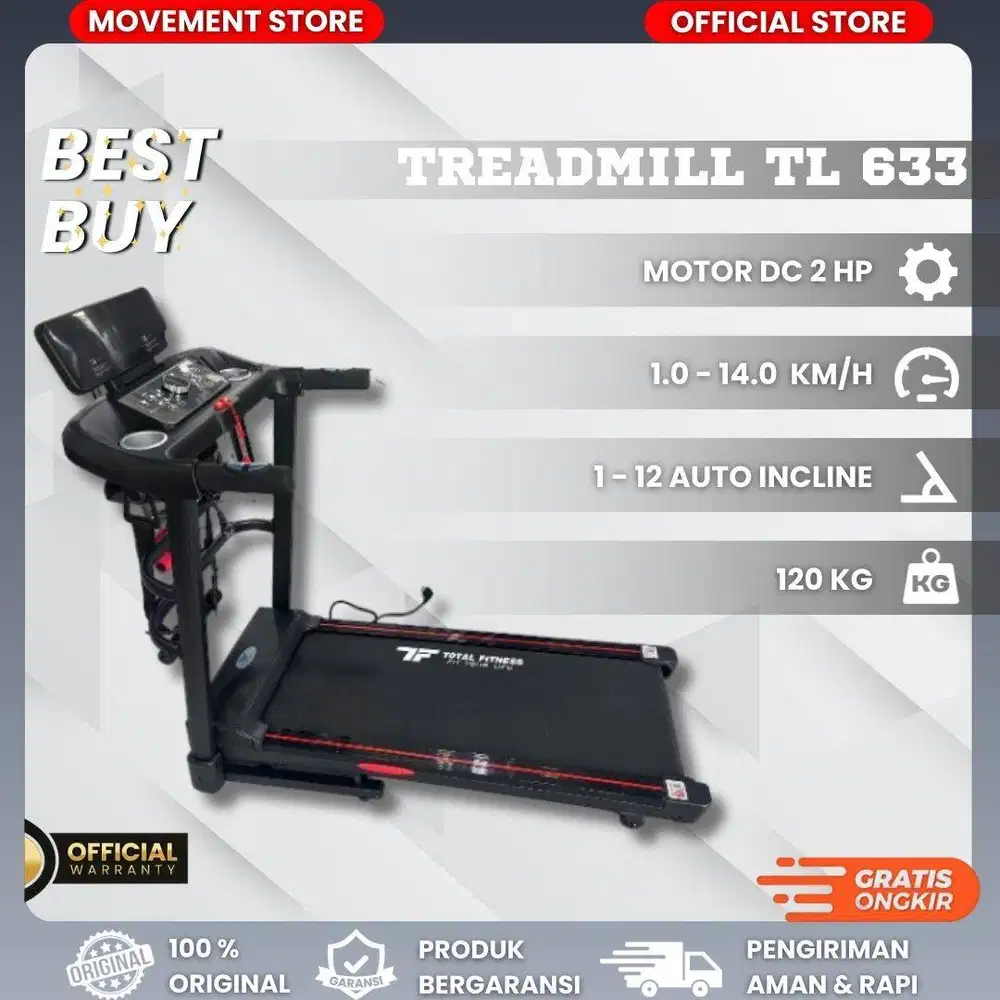 Jual Treadmill Murah TL633 Alat Olahraga Lari Rumahan Garansi 12 Bulan