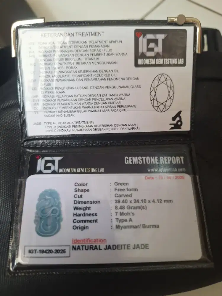 GIOK BERSERTIFIKAT Natural Jadeite Jade