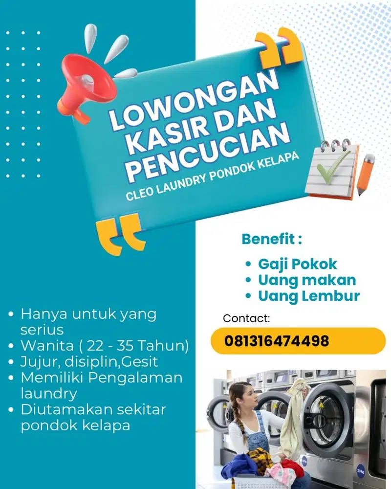 Dibutuhkan tenaga kasir