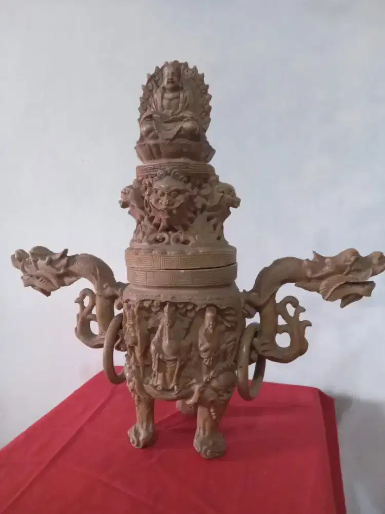 Tempat Dupa Antik Ukiran Kepala Naga, Singa ( Qi Lin ) & Dewa²