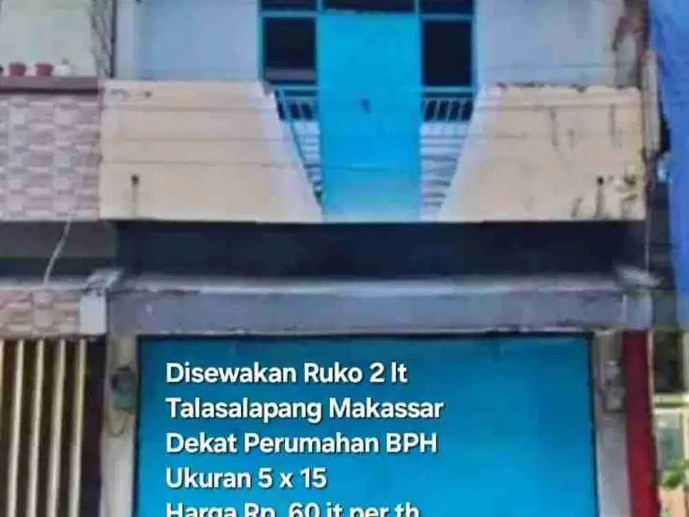 Disewakan Ruko 2 lt di Jl. Talasalapang Gunung Sari Makassar