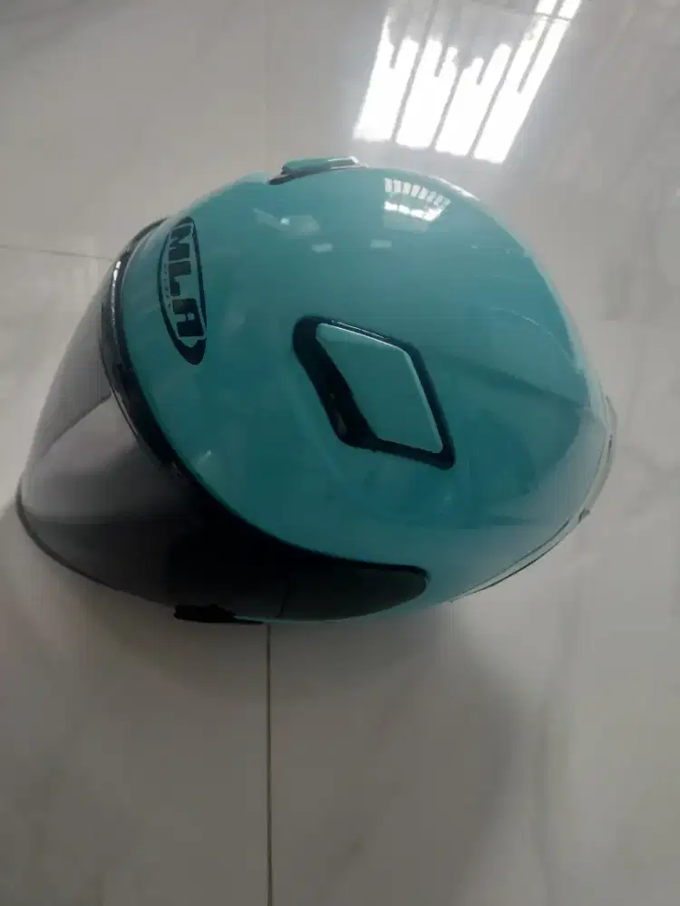 Helm half face Aqua biru