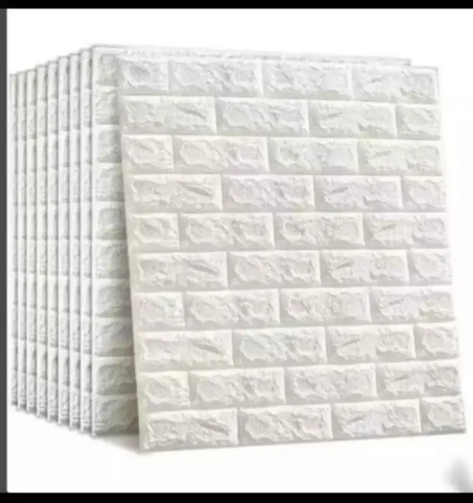 Wallpaper Dinding Stiker 3D Foam Motif Bata Putih