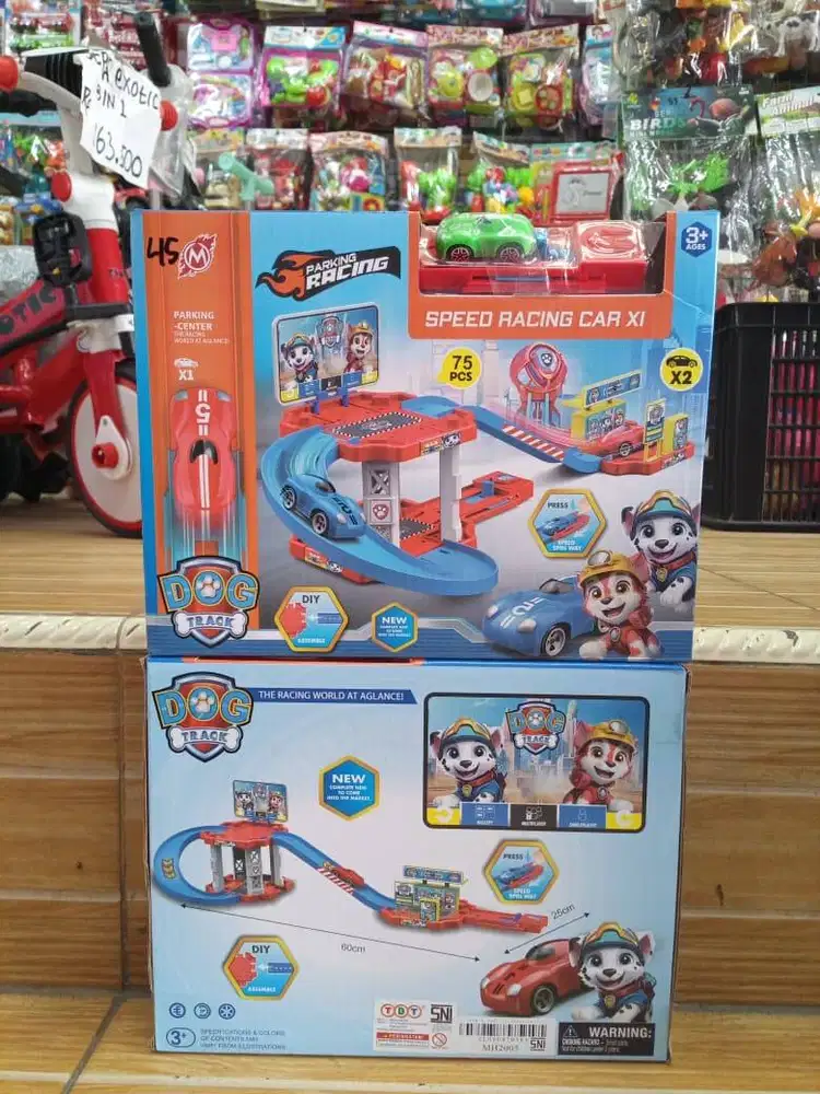 mainan anak track racing car dog