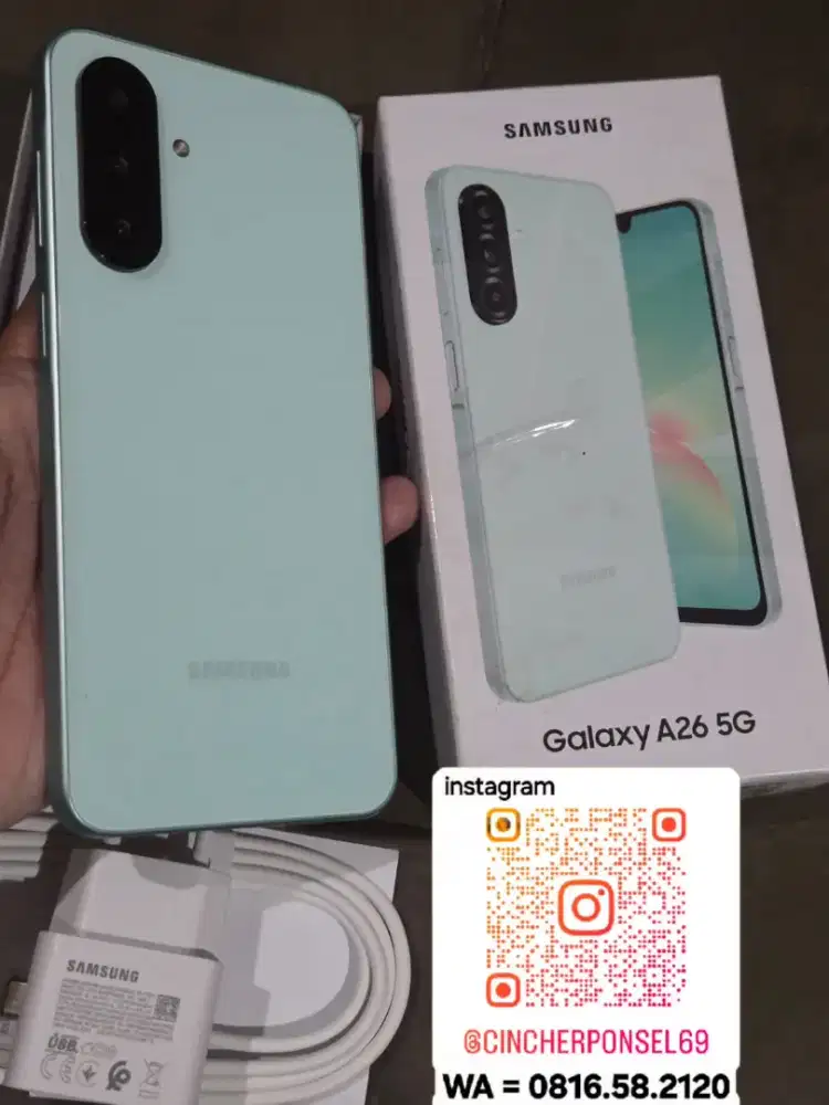 Jual hp bekas likenew samsung A26 5g 8/256 grns PANJANG free ADAPTOR