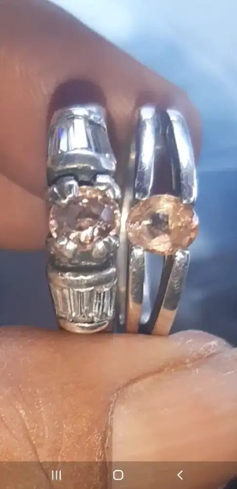 Ladies ringNatural paparacha sapphire srilangka 2 pcs