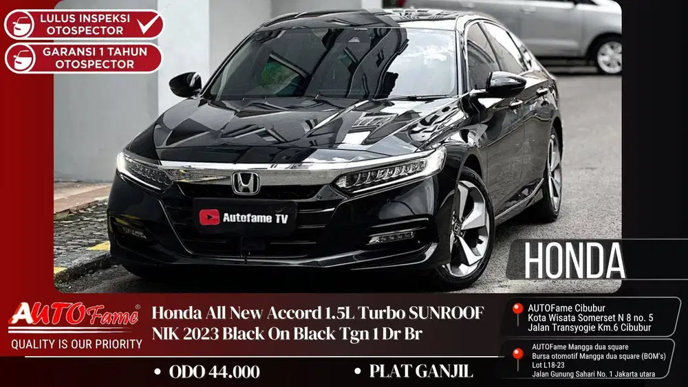 Honda All New Accord 1.5L Turbo SUNROOF NIK 2023 Black On Black Tgn 1