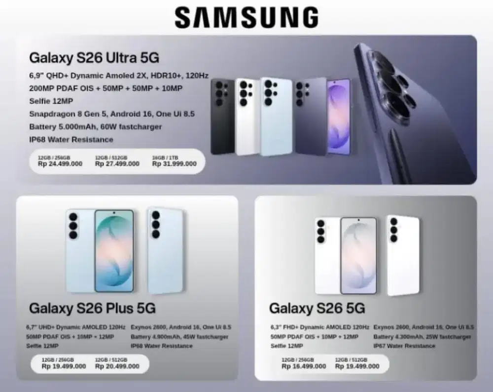 SAMSUNG SERIES TERBARU SAMSUNG S26