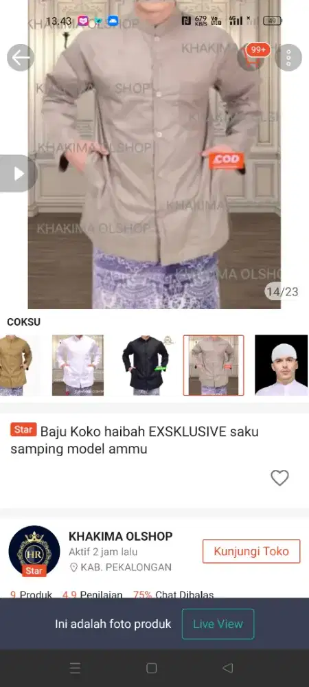 Jual Baju Koko Pria Baru Jual karena kekecilan