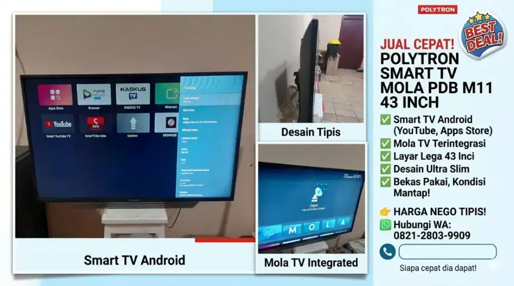 Jual Cepat Smart TV Polytron PDB M11 43 Inch Android Normal Nego
