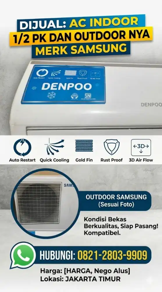 AC Denpoo 1/2 PK Dingin Nyess - Siap Pakai! (HARGA NEGO)
