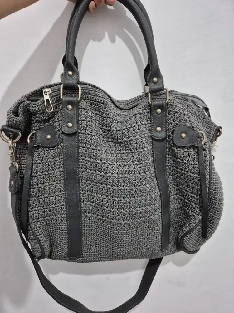 Handmade Tas Rajut Warna Abu