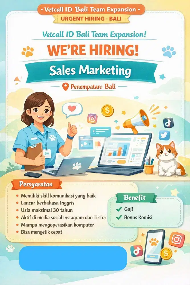 Lowongan Kerja Sales Marketing Layanan Dokter Hewan Home Visit