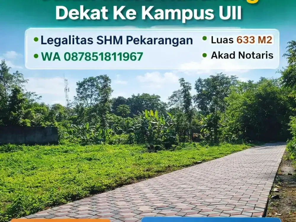 Tanah Jogja Kost Area Kampus UII Kaliurang SHM Pekarangan