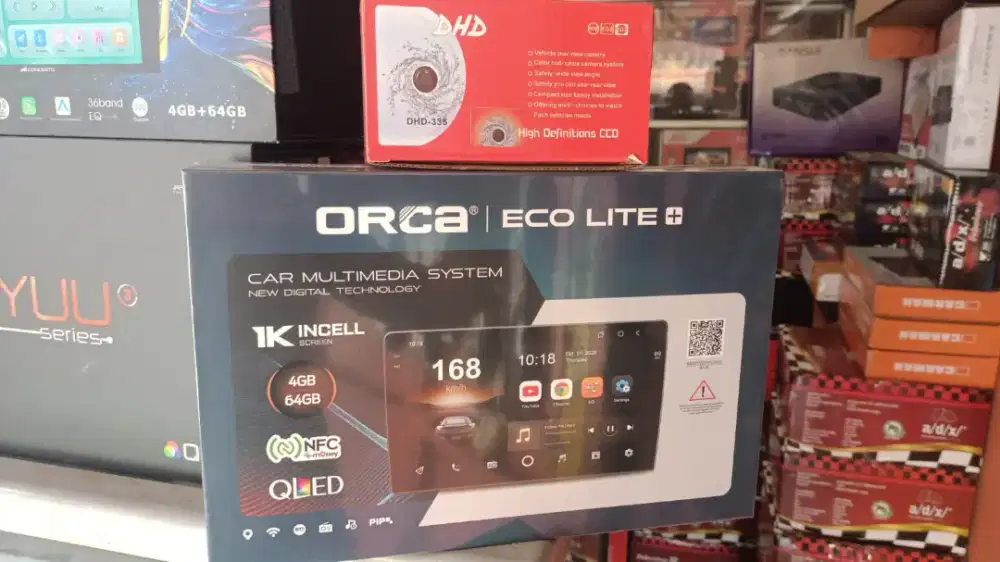 Android ORCA 9 Layar QLed Ram4/64gb NFC+ Camera mundur+ pasang