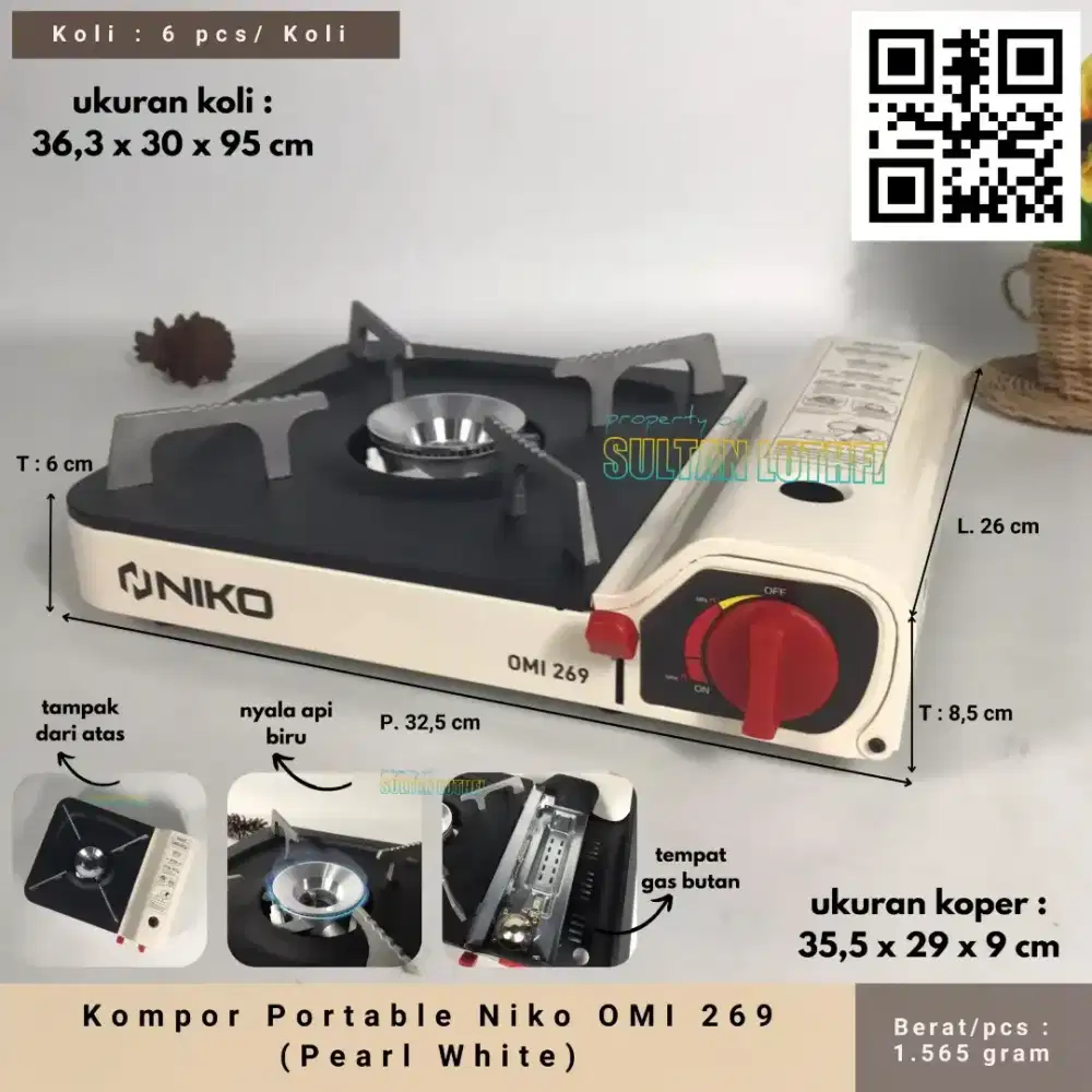 Kompor Portable Niko OMI 269 ( pearl white )