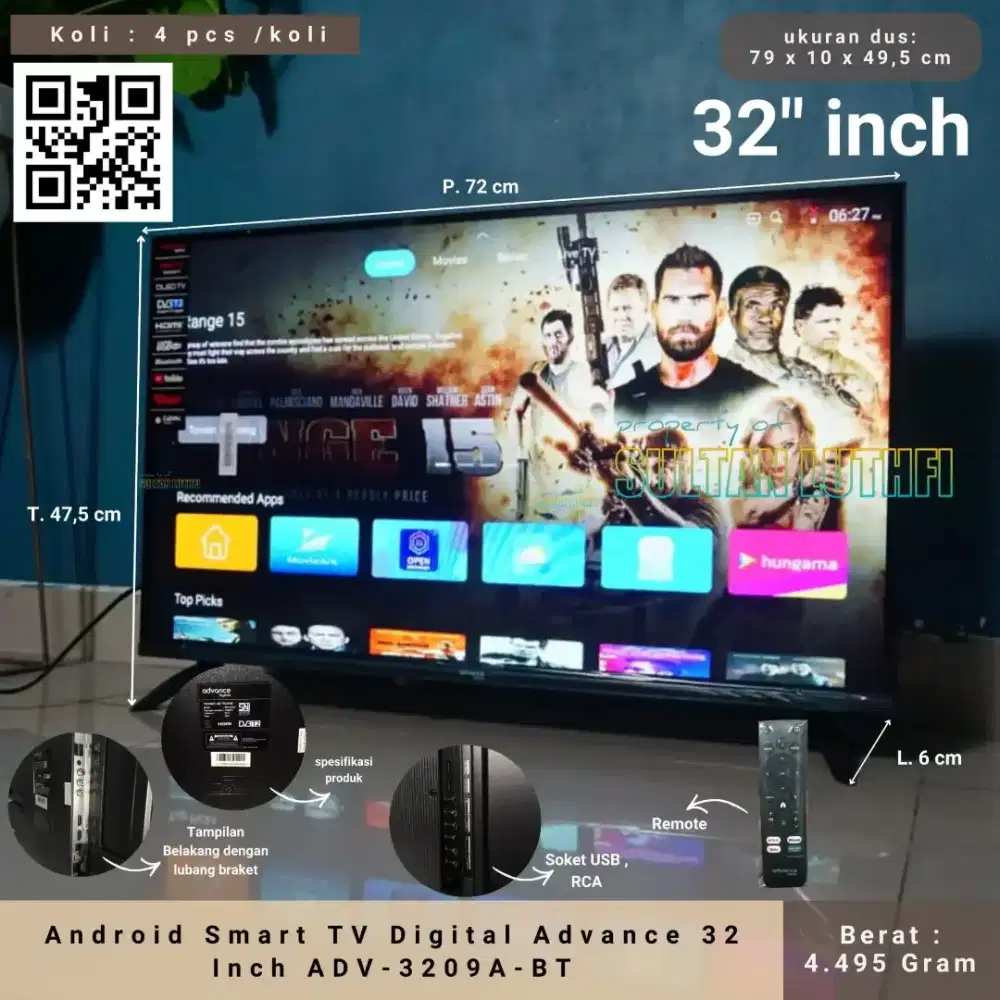 Android Smart TV Digital Advance 32 Inch ADV-3209A-BT
