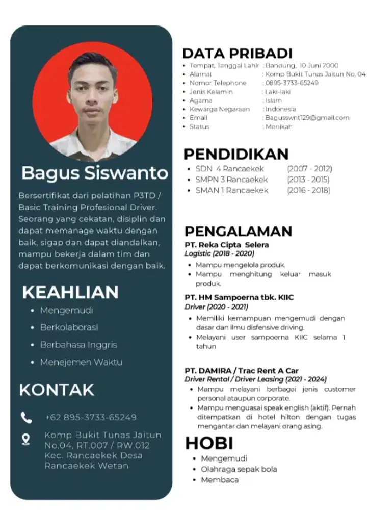 Mencari pekerjaan sebagai Driver pribadi / corporate