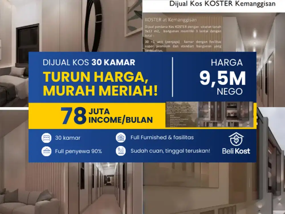 DIJUAL CEPAT Kosan Di TOMANG Jakarta TImur Income sampai 78juta / Bulan