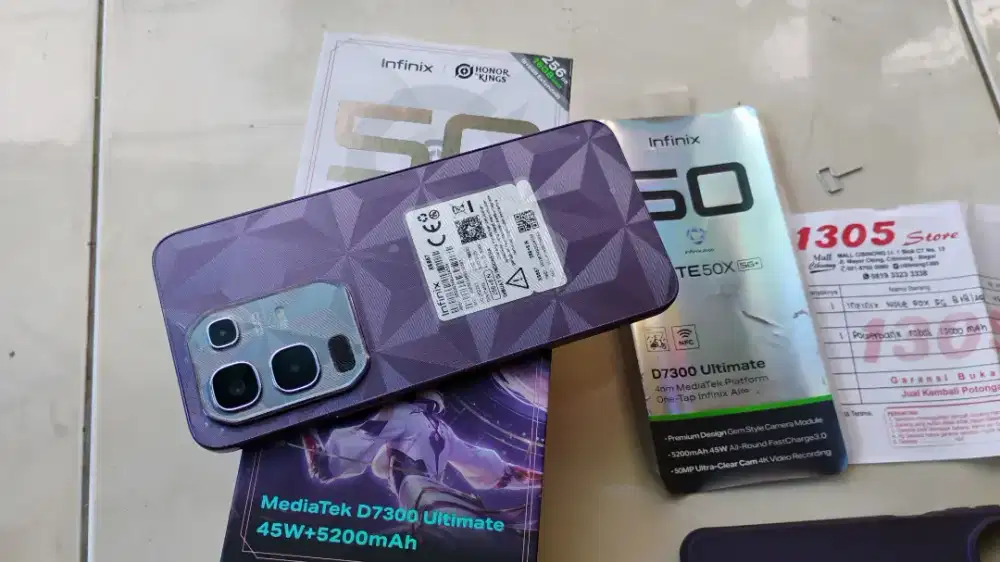 Infinix Note 50X 5G+ RAM 8+8/256GB Ungu Lengkap Mulus seperti baru