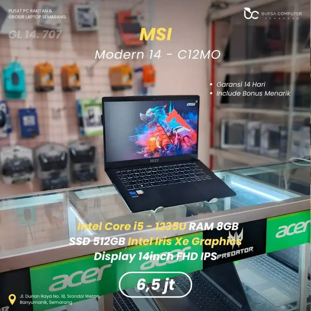 MSI Modern 14-C12MO | Core i5 1235U 8GB 512GB