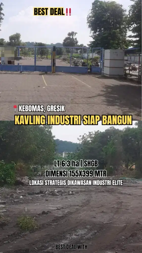 Dijual tanah industri exp pabrik kebomas gresik