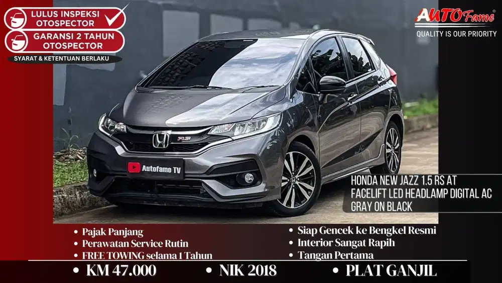Honda New Jazz 1.5 RS AT FACELIFT LED Headlamp Digital AC NIK 2018 Gra