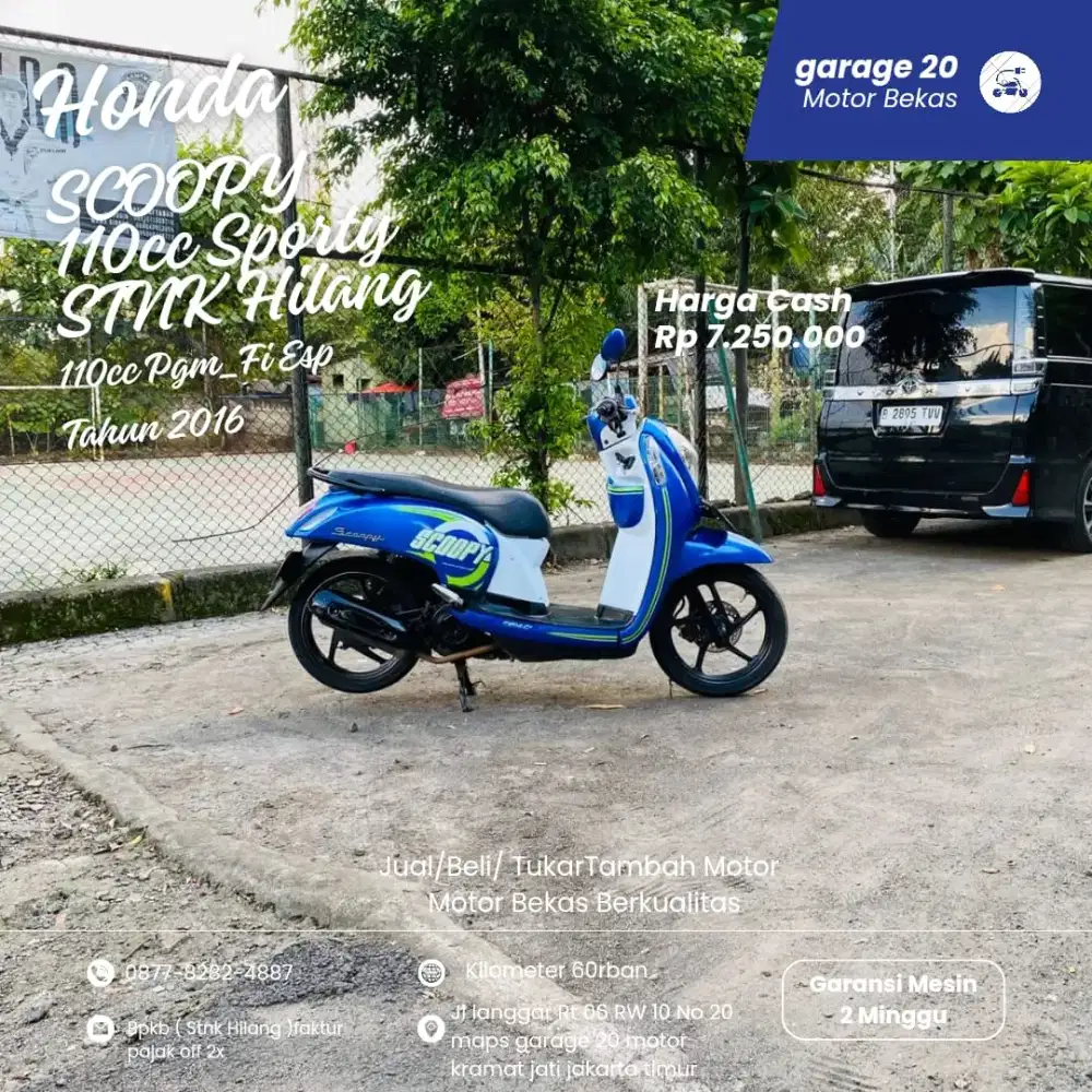 Honda Scoopy 110cc sporty esp pgm_fi Tahun 2016 Stnk hilang