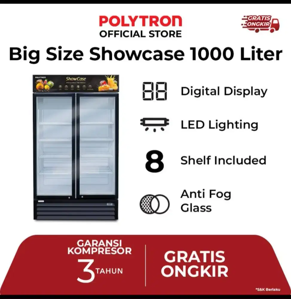 Preloved Showcase Chiller 2 Door 1000L POLYTRON