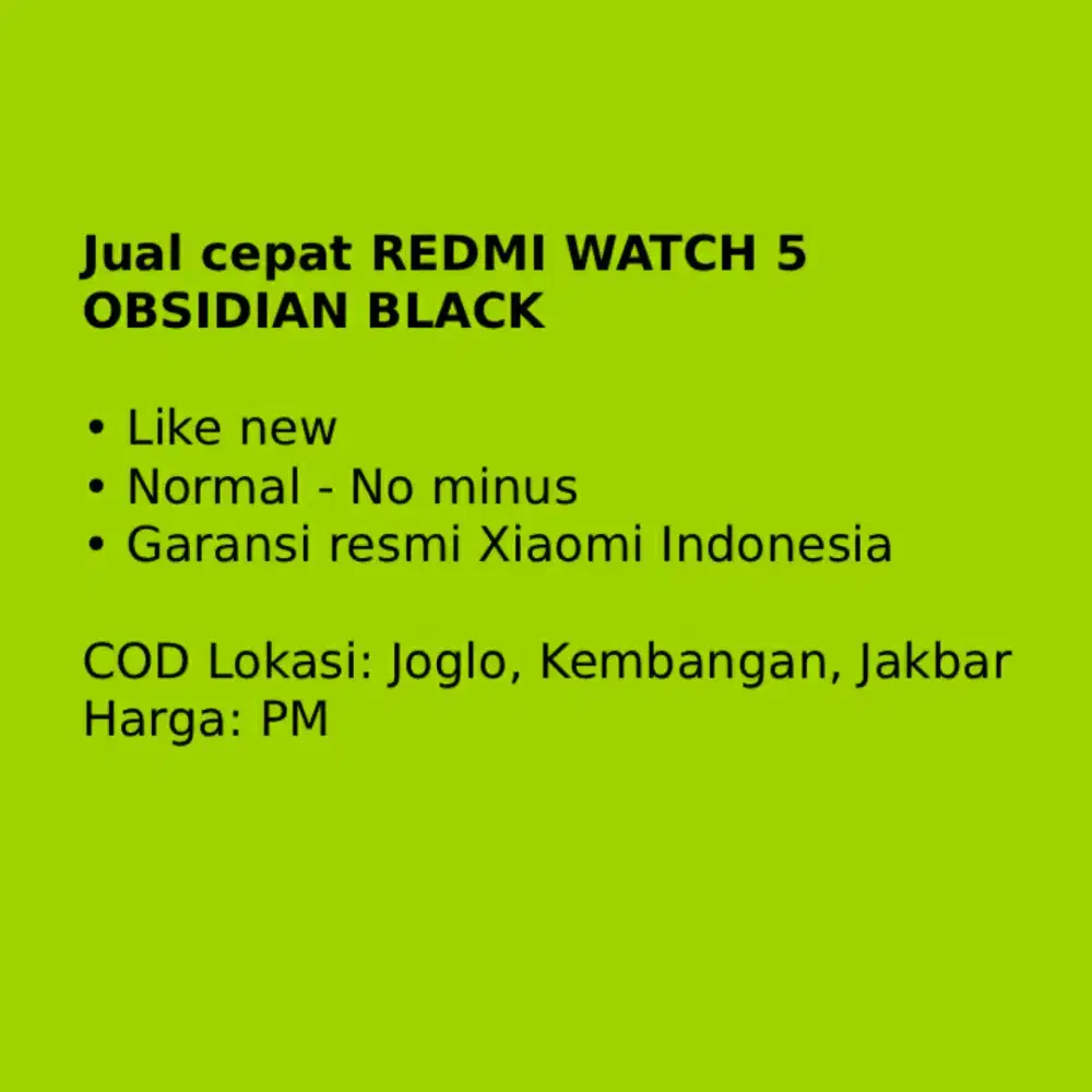 Jual cepat Smartwatch Redmi Watch 5 Obsidian Black