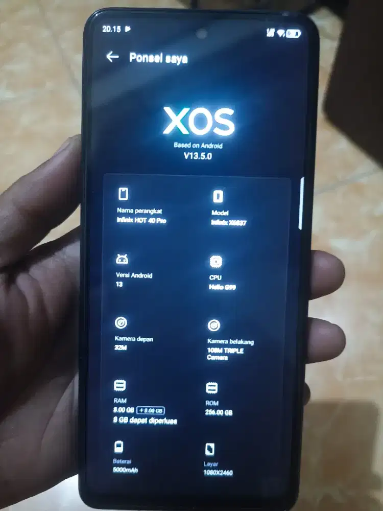 INFINIX HOT 40PRO RAM 8+8/256