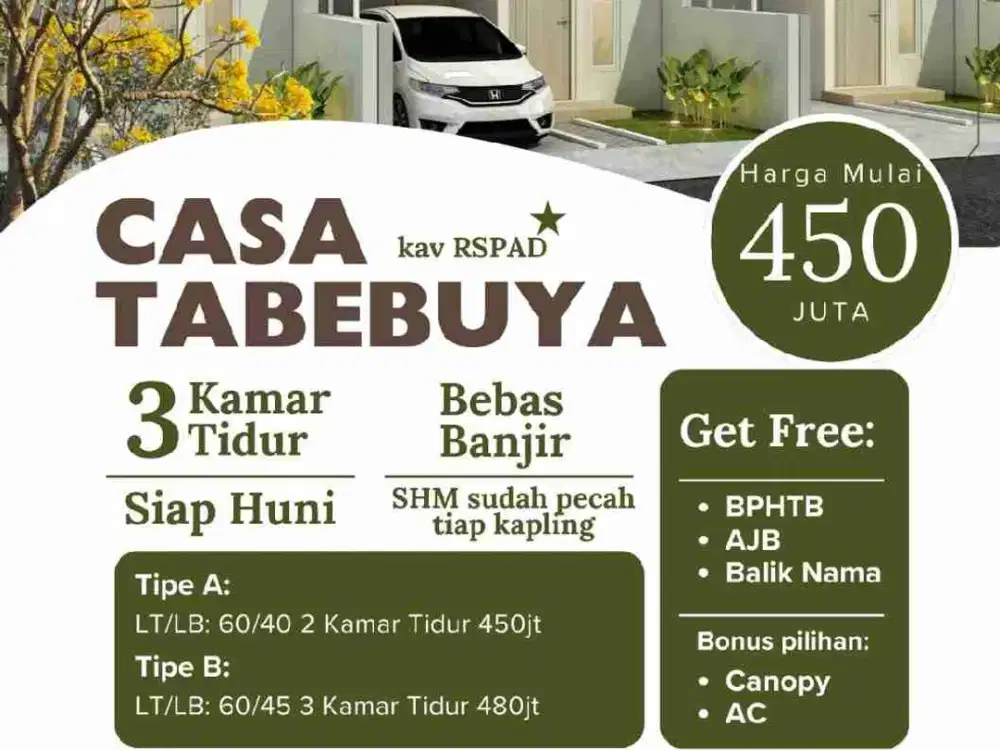 Rumah baru 450 jt free biaya AJB dan pajak di kab RSPAD tambun