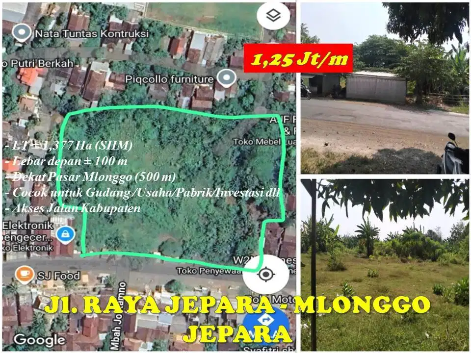 Tanah Murah di Mlonggo Jepara Pinggir Jl. Raya Jepara - Mlonggo