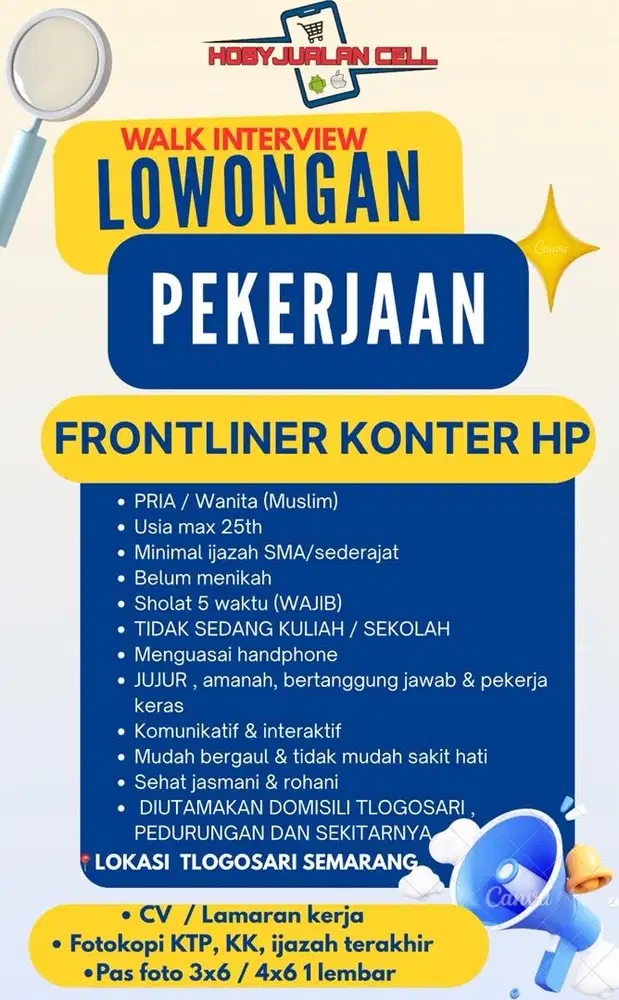 Lowongan kerja konter hp