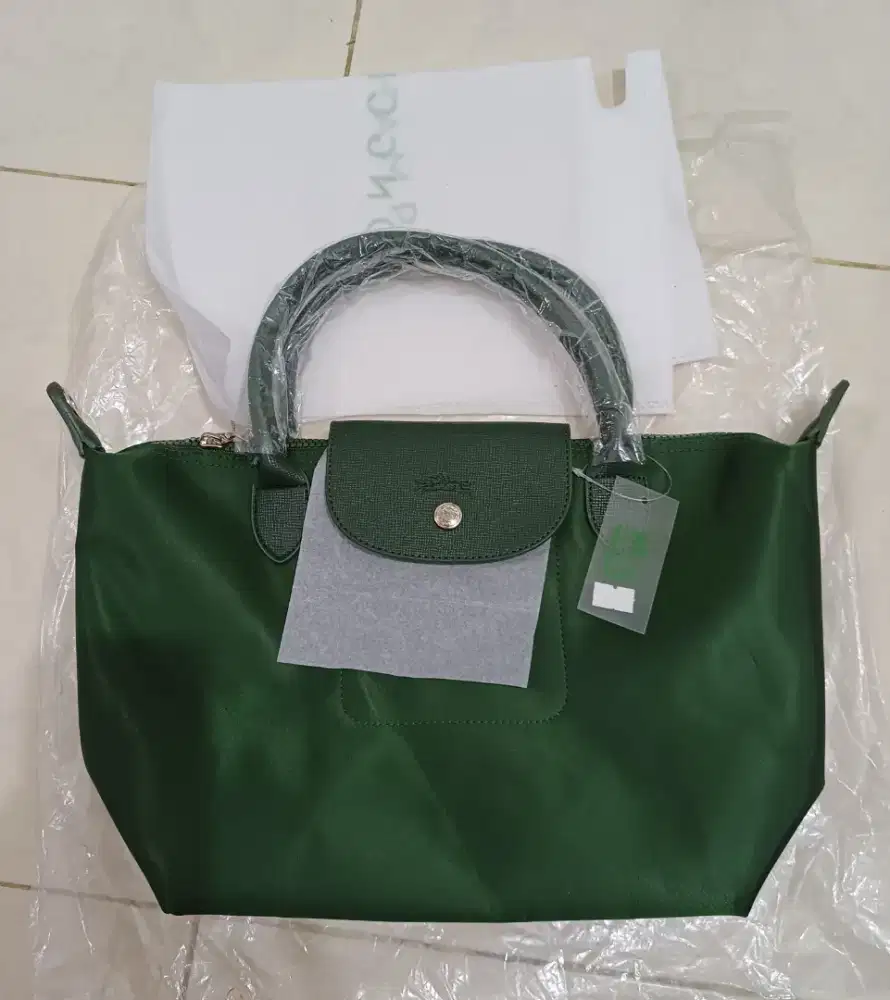 Tas LONG CHAMP - Hijau Botol - Bahan Nylon Tebal ( 100% BARU )