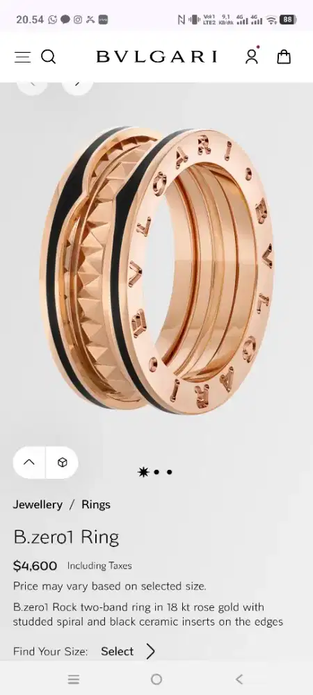 Bvlgari B.zero1 Rock two-band ring in 18 kt rose gold
