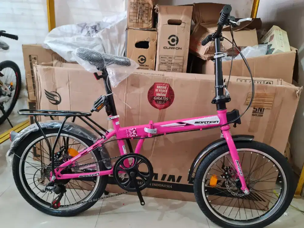 SEPEDA LIPAT 20 INCH MORTEIN ( WARNA PINK )
