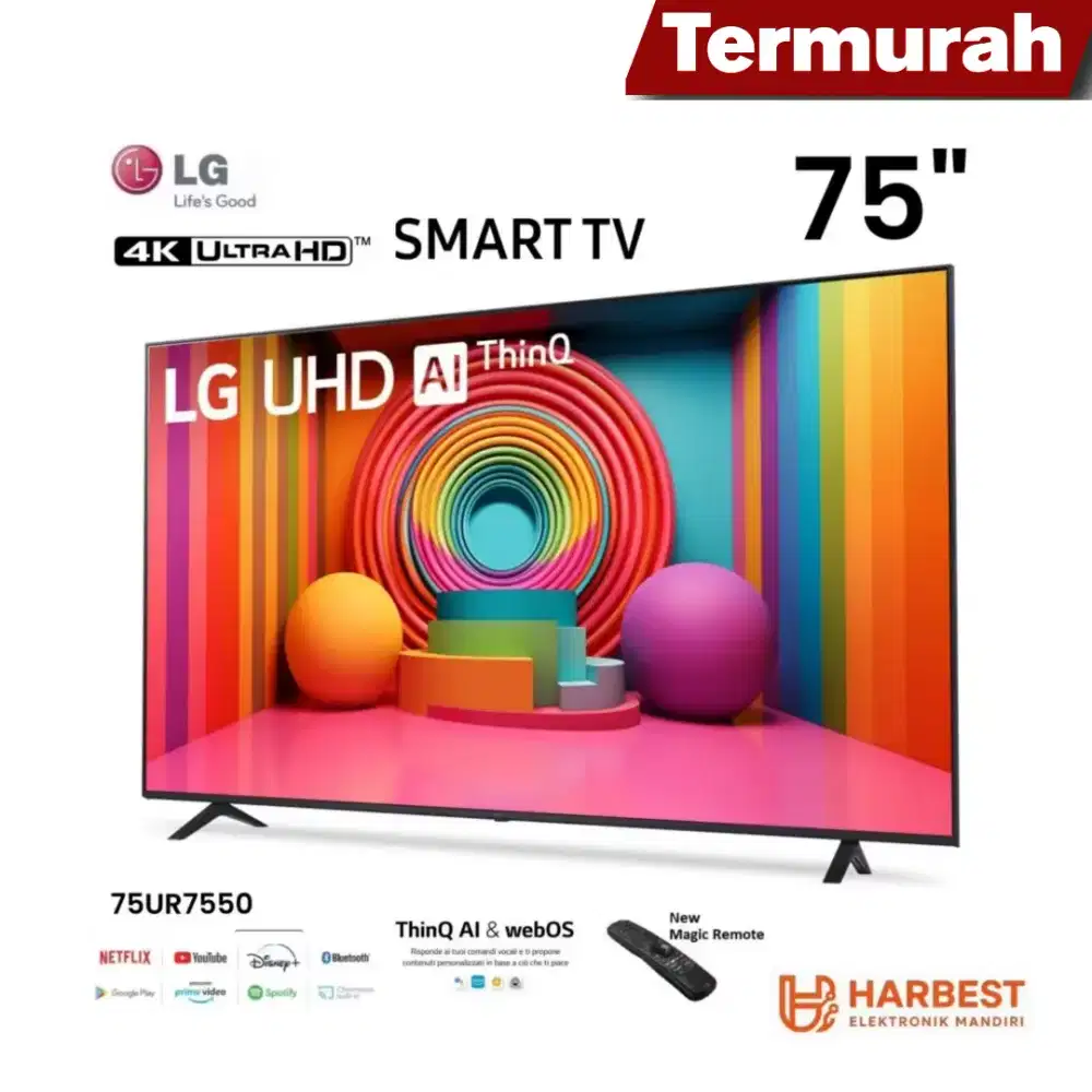 LG 75 Inch Smart TV 4K LG UHD UR7550PSC 75 Inch 4K HDR10 Pro a5 Gen6